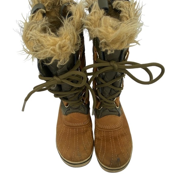 Sorel Mossy Green/Tan Tall Winter Lace Up Boots Women's Size 7.5 NL1780-316 - Picture 9 of 11